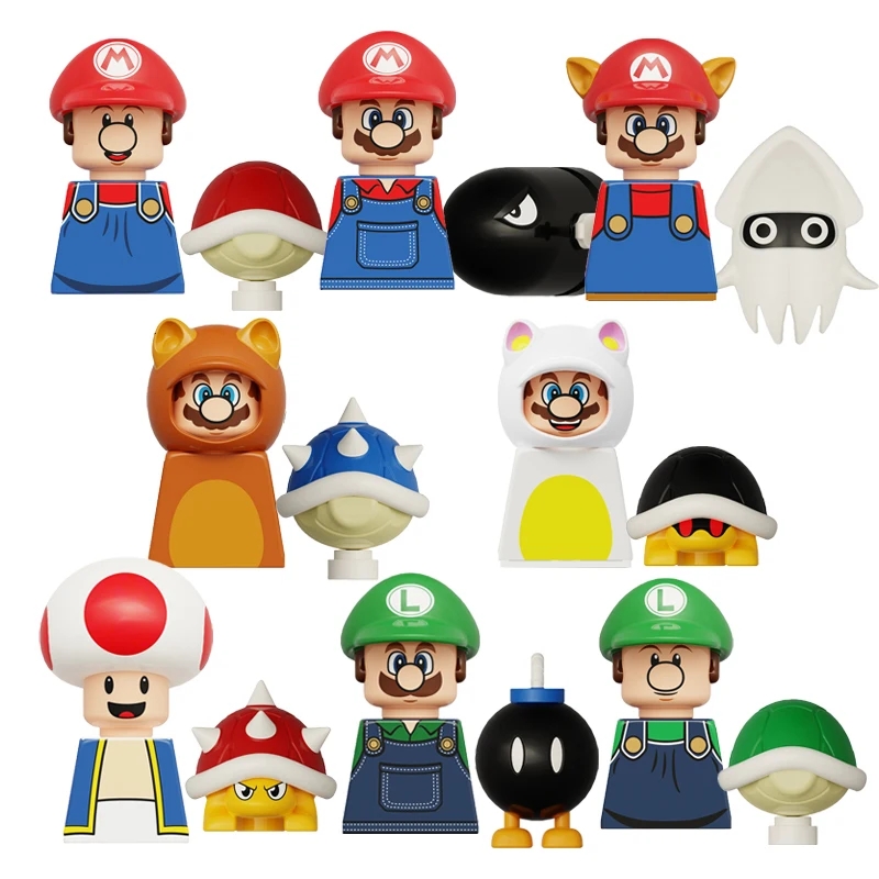 Hot Game Cartoon Building Blocks Marioing Luigi Princess Peach Koopa Assemble Puzzle Model Birthday Christmas Gifts