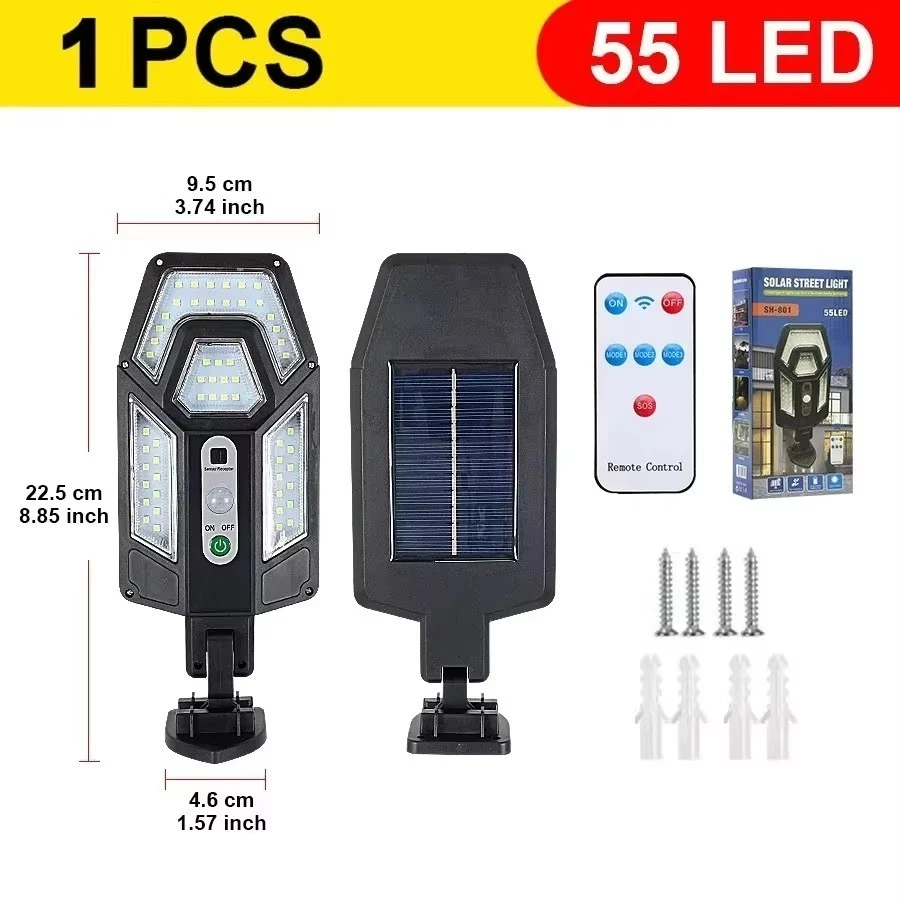 Solar LED lamp 55led 300000lm motion detector IP65 garden street light