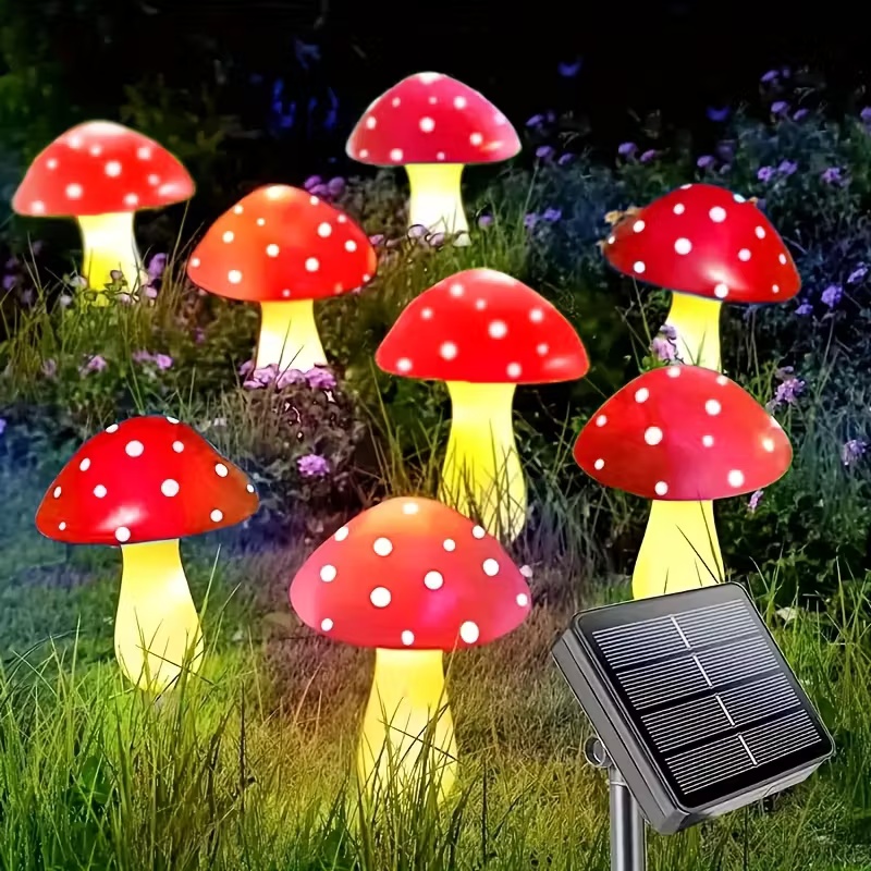 LED Solar Red Mushroom Lamp Outdoor Waterproof Courtyard Garden Lawn Lantern Atmosphere Lamp Decorative Lamp