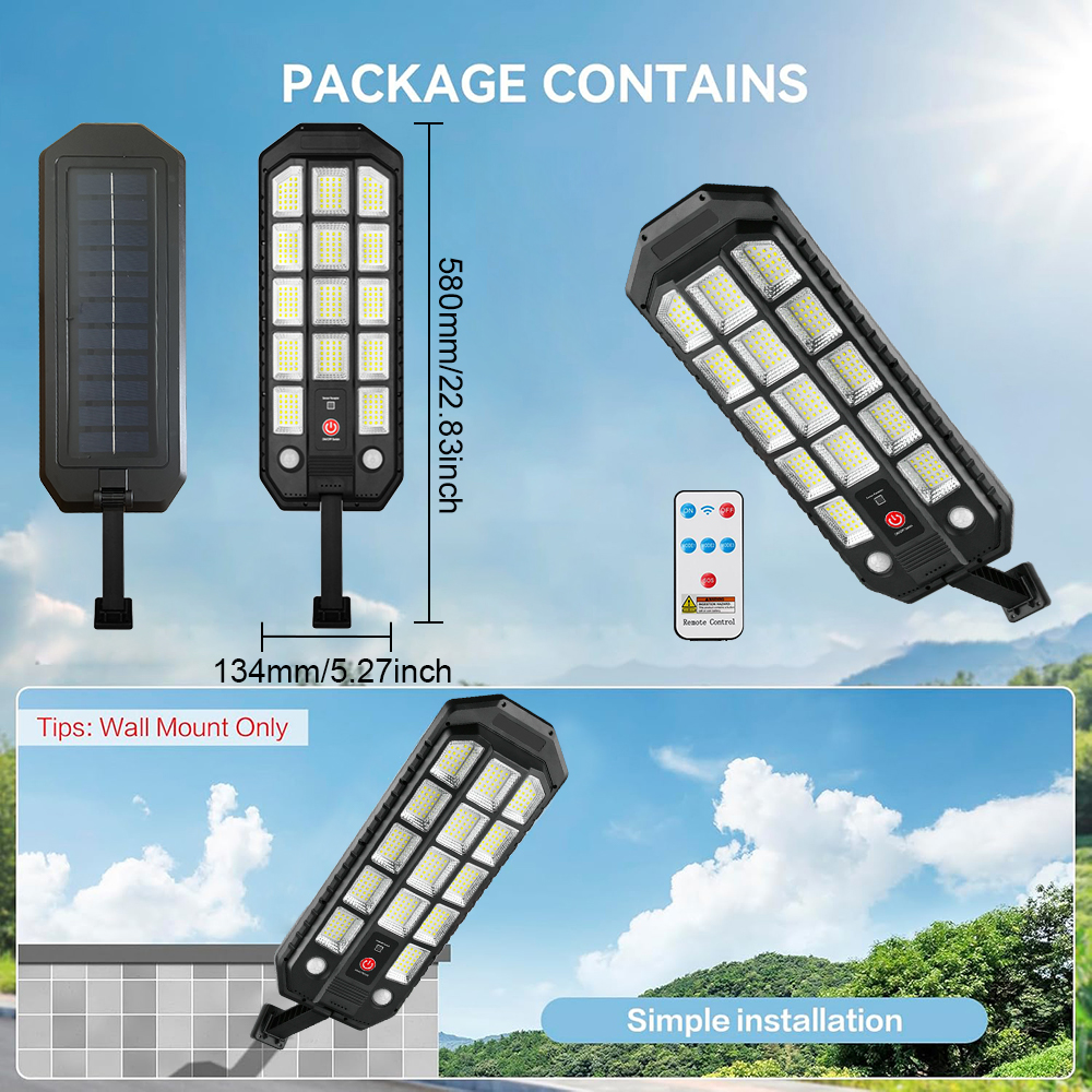 100000LM Solar Light Commercial LED Outdoor Dusk To Dawn Solar Street Light Road Area Lamp Waterproof Backyard Security Lighting