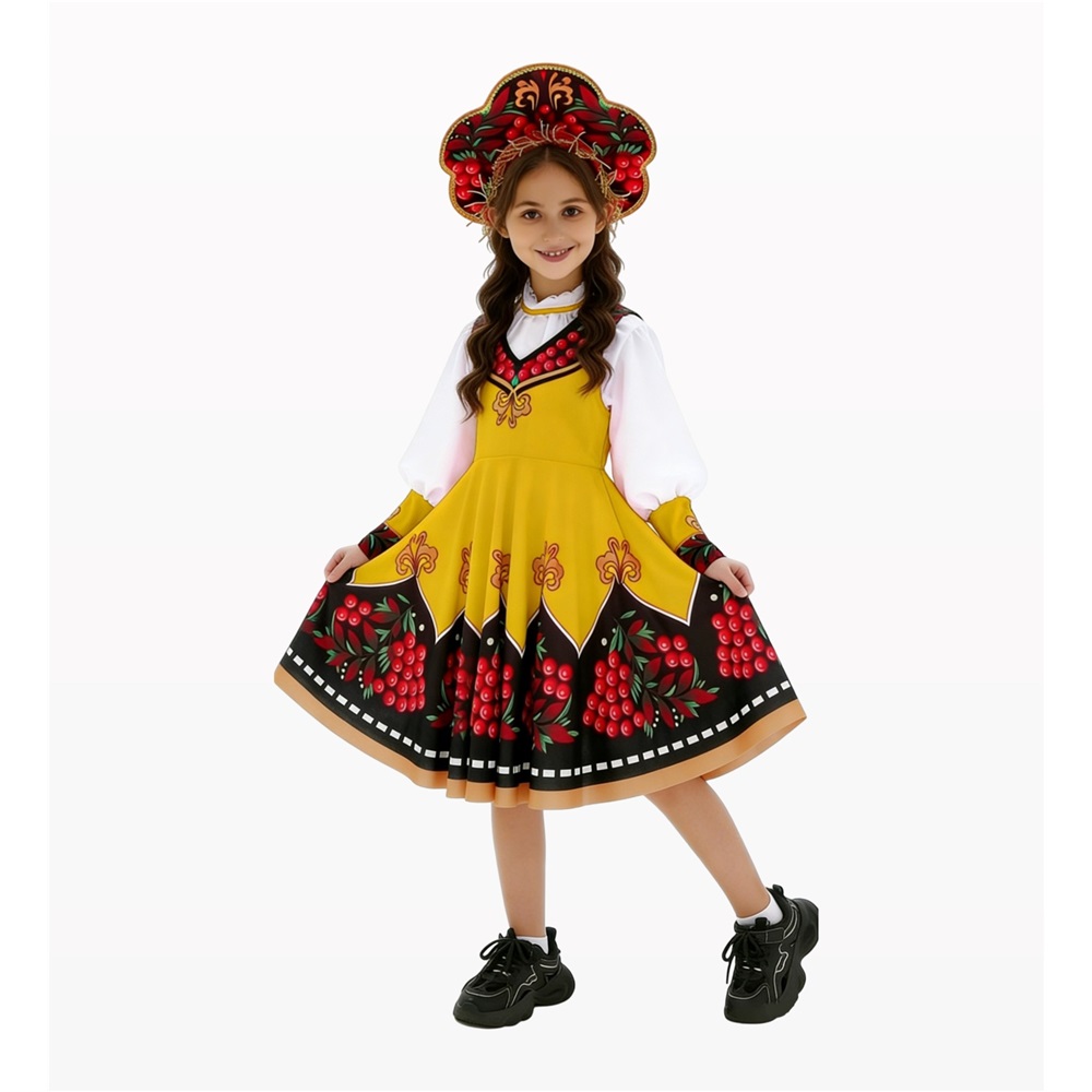 (M) Kids Russian Traditional Costume Folk Dance Outfit for Children’s Day Stage Performance Cosplay Party