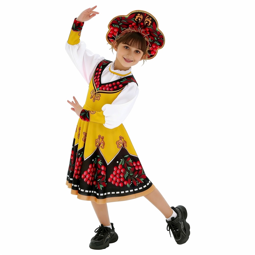 (M) Kids Russian Traditional Costume Folk Dance Outfit for Children’s Day Stage Performance Cosplay Party