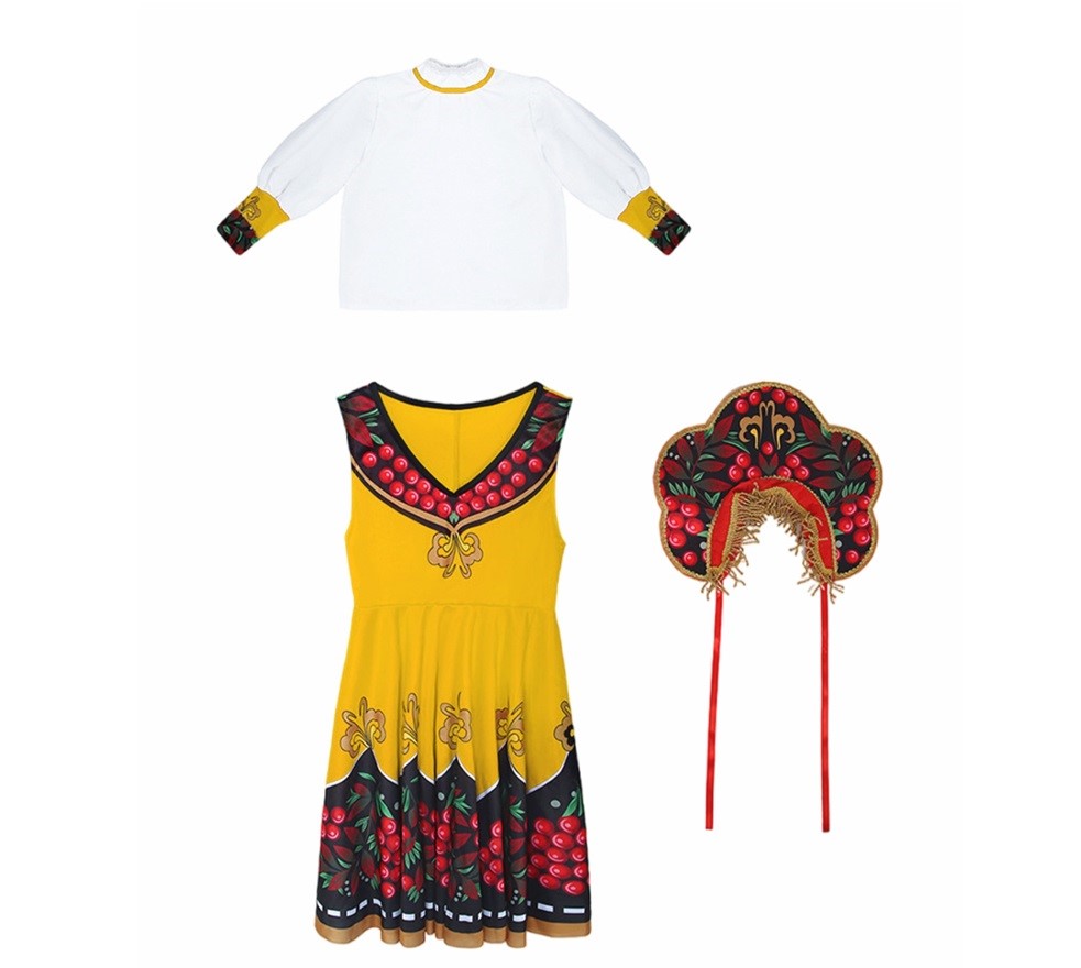 (M) Kids Russian Traditional Costume Folk Dance Outfit for Children’s Day Stage Performance Cosplay Party