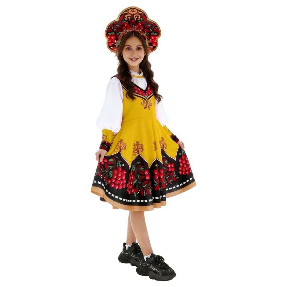 (M) Kids Russian Traditional Costume Folk Dance Outfit for Children’s Day Stage Performance Cosplay Party