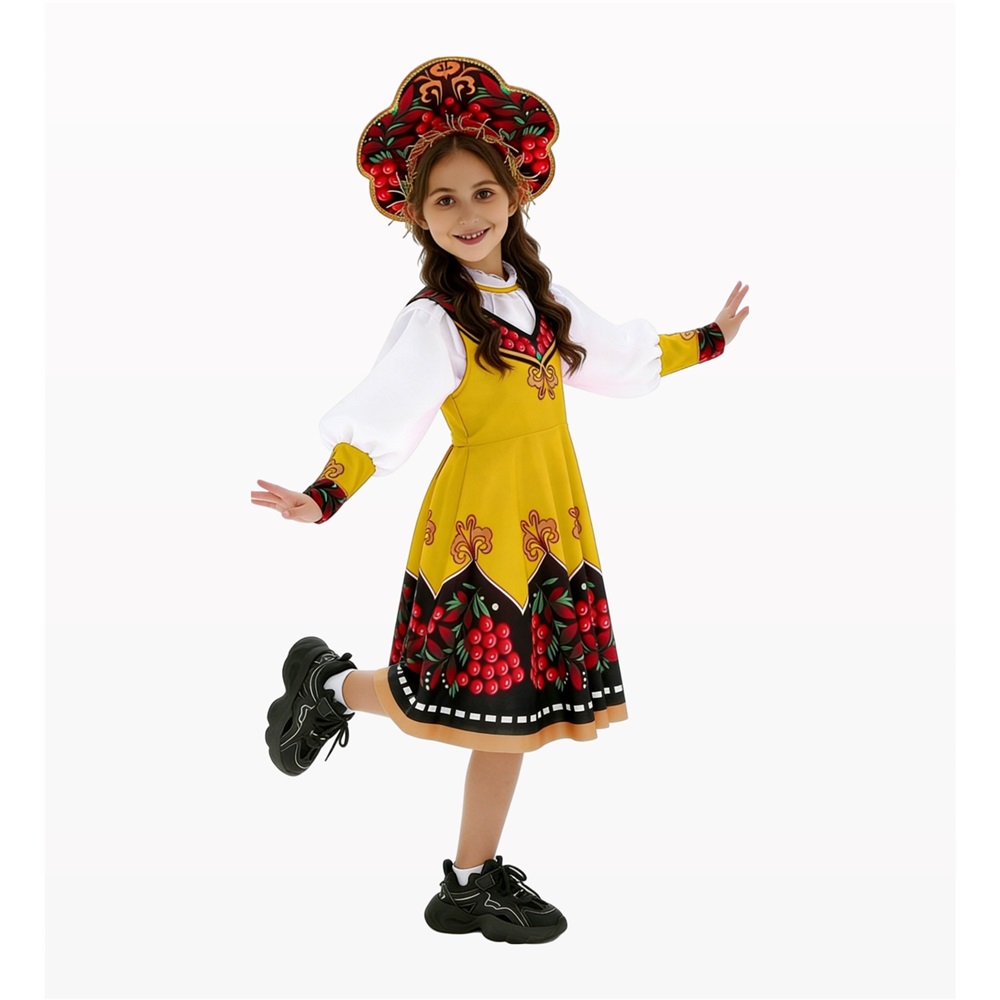(M) Kids Russian Traditional Costume Folk Dance Outfit for Children’s Day Stage Performance Cosplay Party