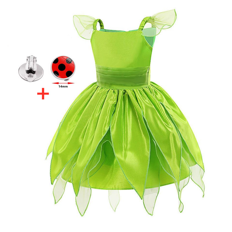 (110CM) 3-12Y Fairy Costume for Girls Princess Dress Birthday Party Outfit Halloween Costume Cosplay Dress Outfit Gift with Ear Cuffs