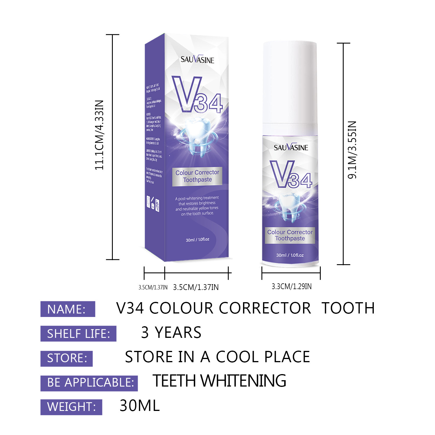 V34 Teeth Mousse Stain Removal Whitening Breath Freshening Oral Care Foam Daily Use