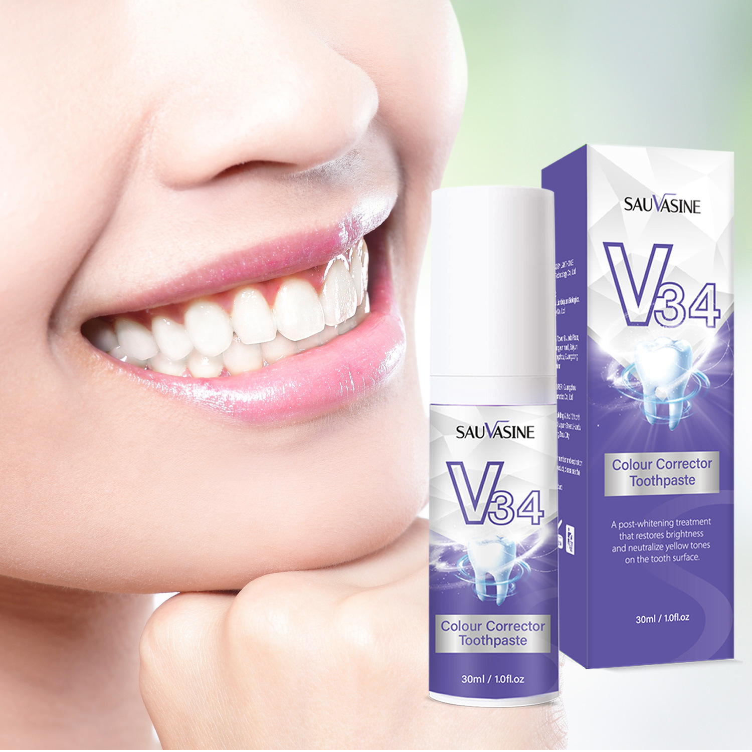 V34 Teeth Mousse Stain Removal Whitening Breath Freshening Oral Care Foam Daily Use