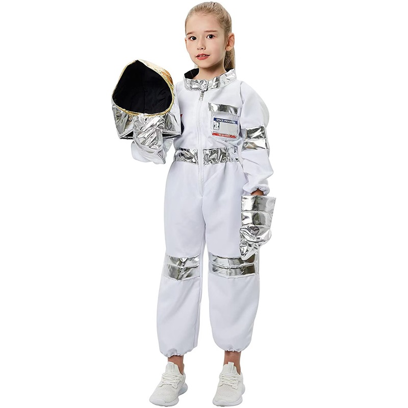(L) Kids Astronaut Space Suit Halloween Cosplay Costume Astronaut Festival Party Performance Outfit