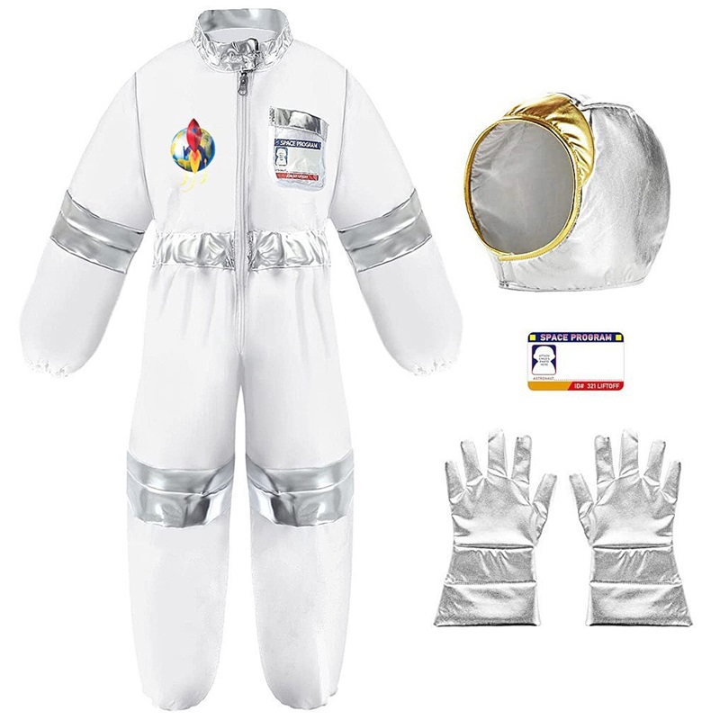 (L) Kids Astronaut Space Suit Halloween Cosplay Costume Astronaut Festival Party Performance Outfit
