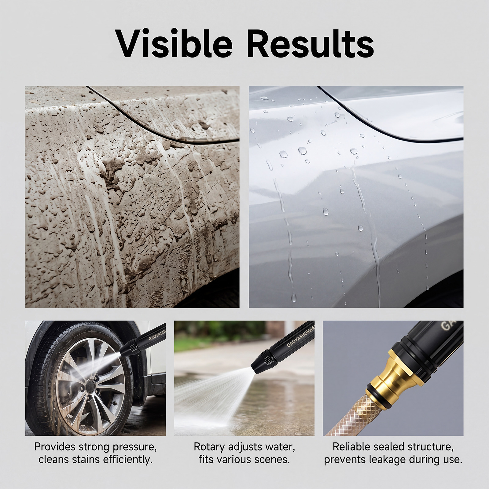 High Pressure Car Washing Water Gun Daily Household Portable Strong Water Flow Clear Vehicle Residual Dirt For Home Auto Cleansing