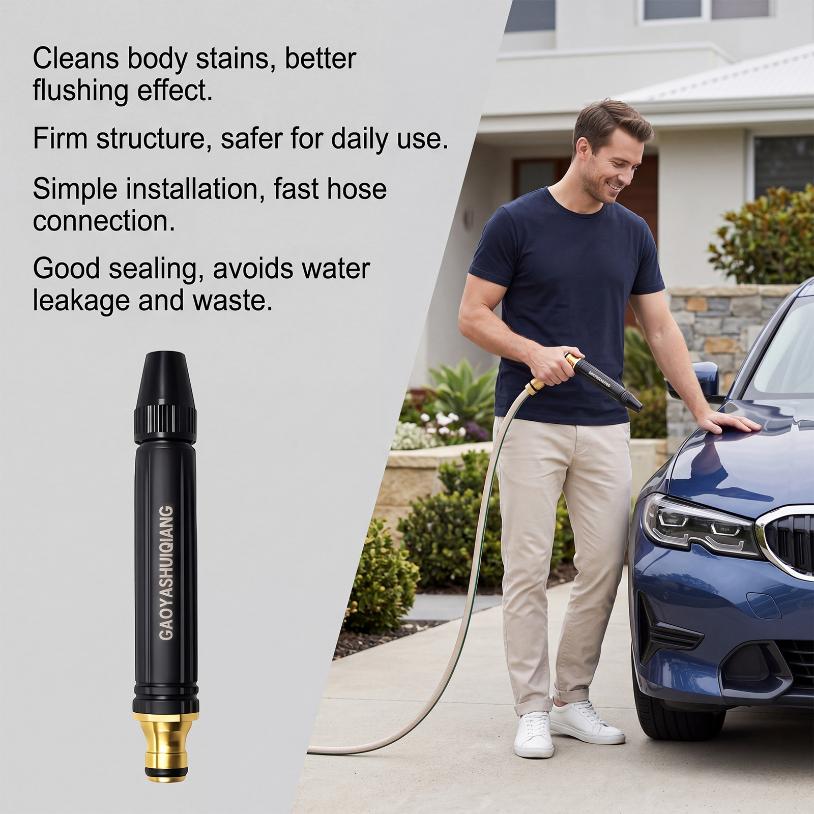 High Pressure Car Washing Water Gun Daily Household Portable Strong Water Flow Clear Vehicle Residual Dirt For Home Auto Cleansing