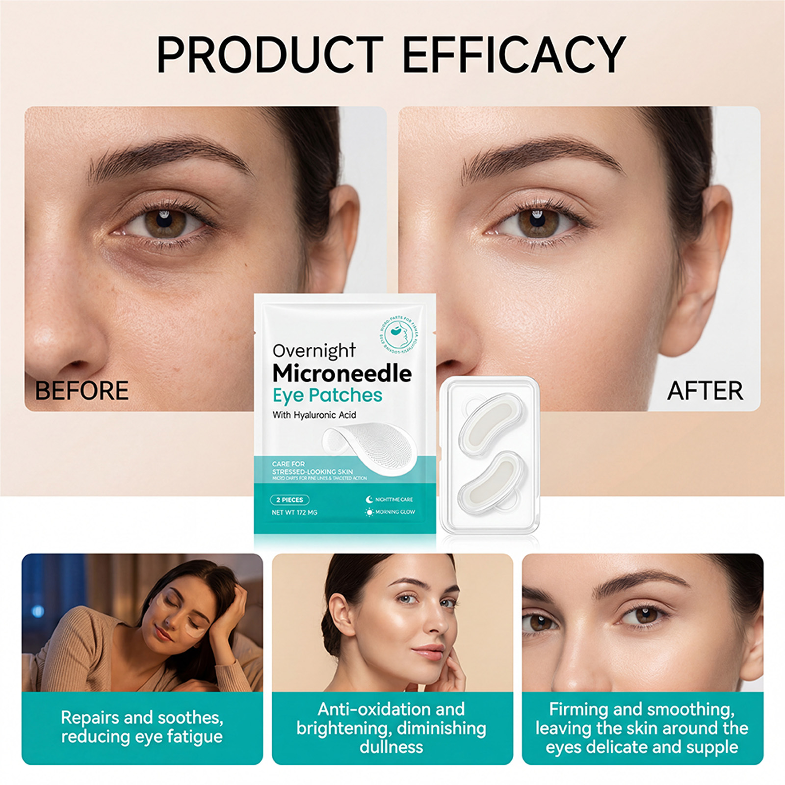 Night Eye Patch Gentle Care Moisturizing Soft Lock Water Nourishing Light Fit Skin Daily Eye Area Skin Care