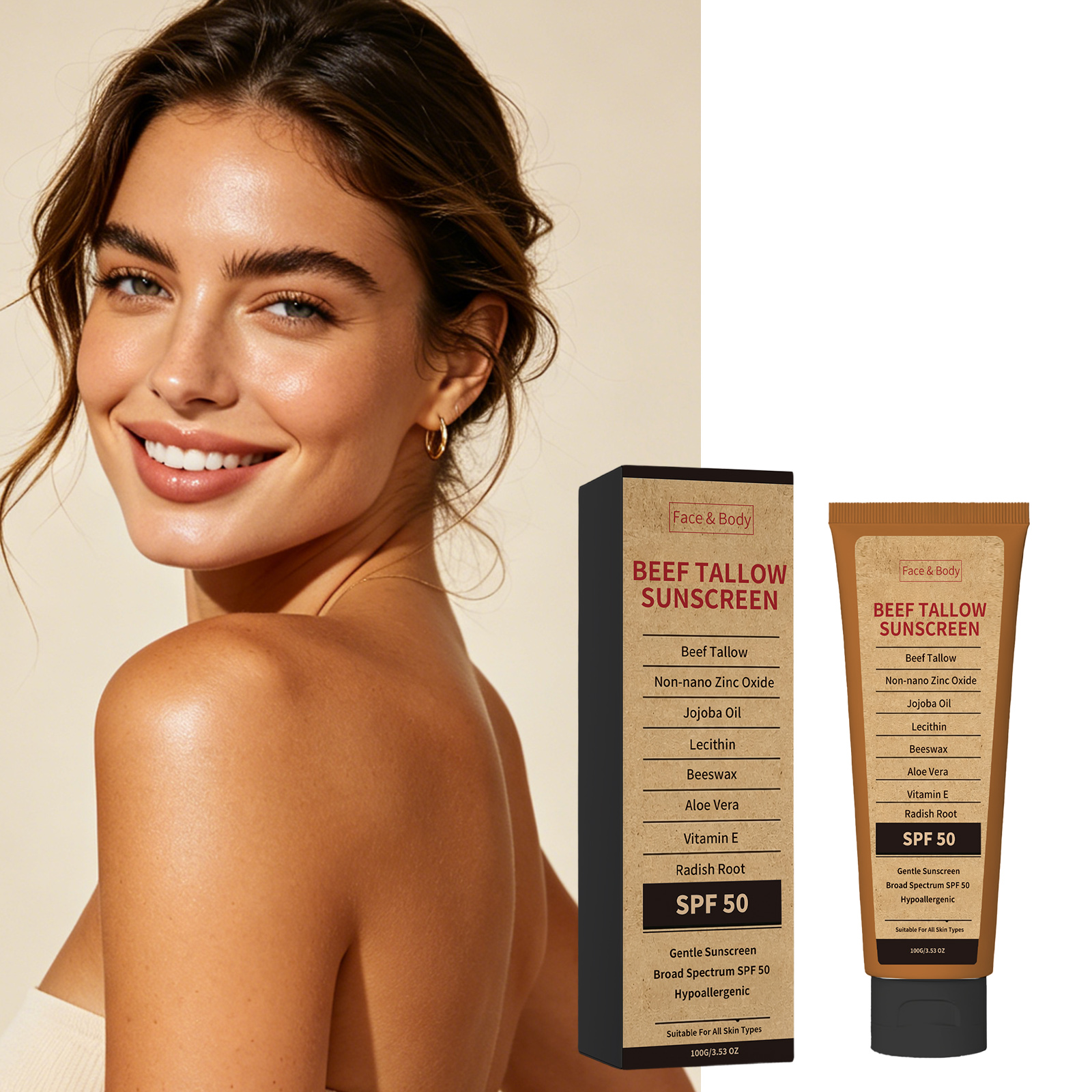 Tallow Moisture Protection Cream Summer Hydrate Refresh Daily Commute Outdoor Face Body Skin Care Soft Light Mild