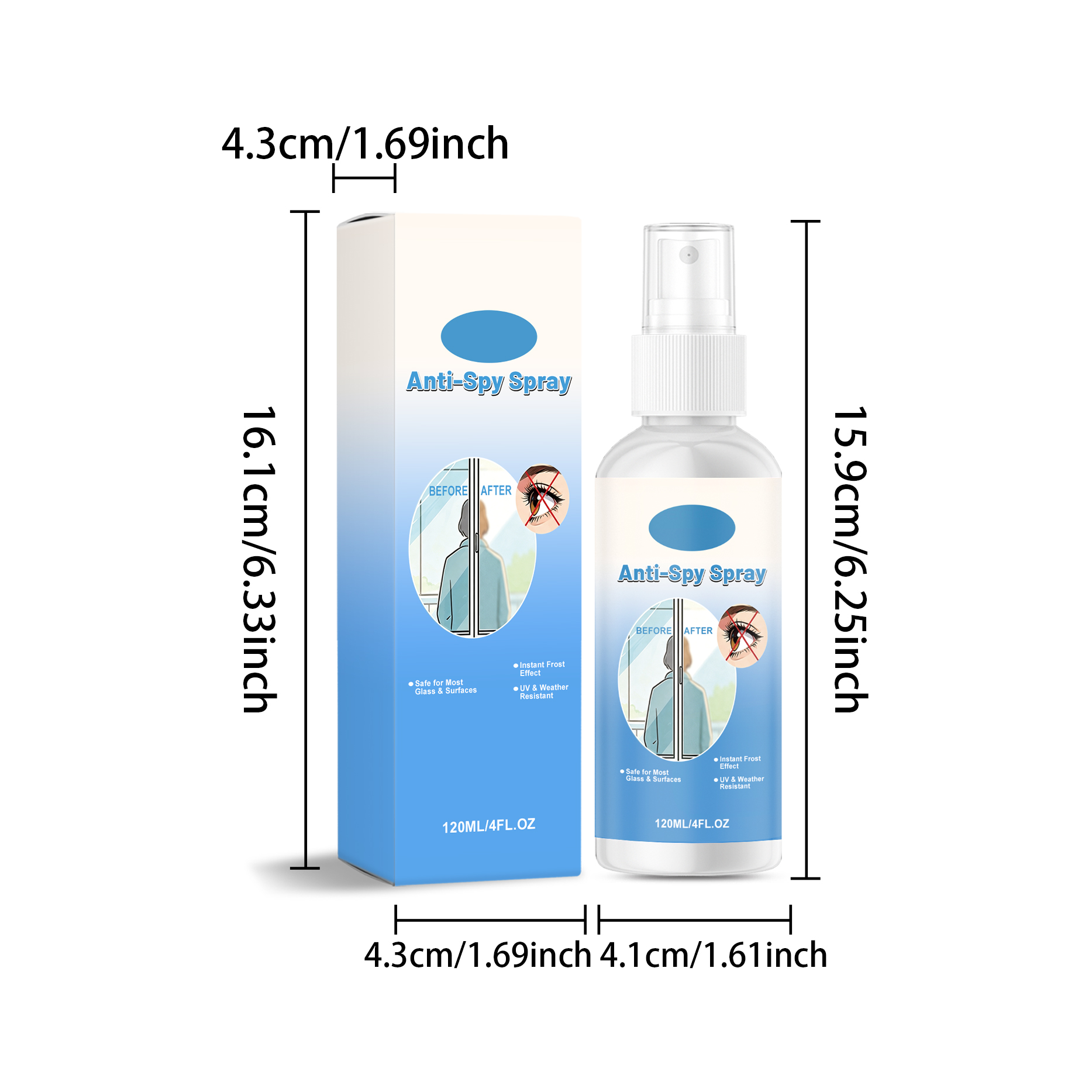 Reflective One Way Mirror Spray Household Bathroom Glass Car Rearview Mirror Brightening Gloss Maintenance Cleansing Mist