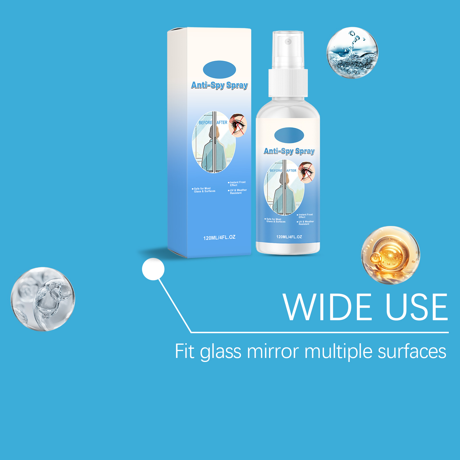 Reflective One Way Mirror Spray Household Bathroom Glass Car Rearview Mirror Brightening Gloss Maintenance Cleansing Mist