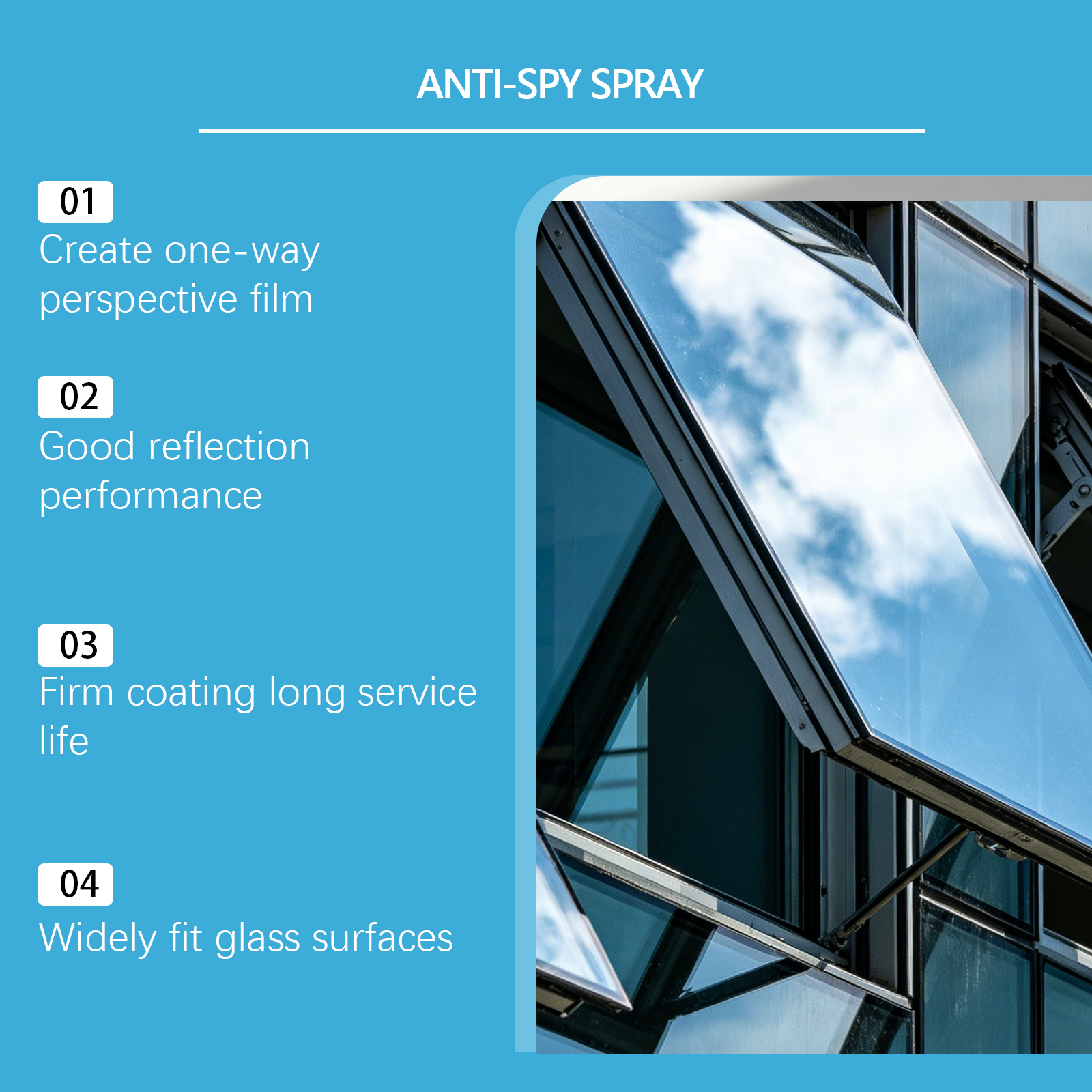 Reflective One Way Mirror Spray Household Bathroom Glass Car Rearview Mirror Brightening Gloss Maintenance Cleansing Mist