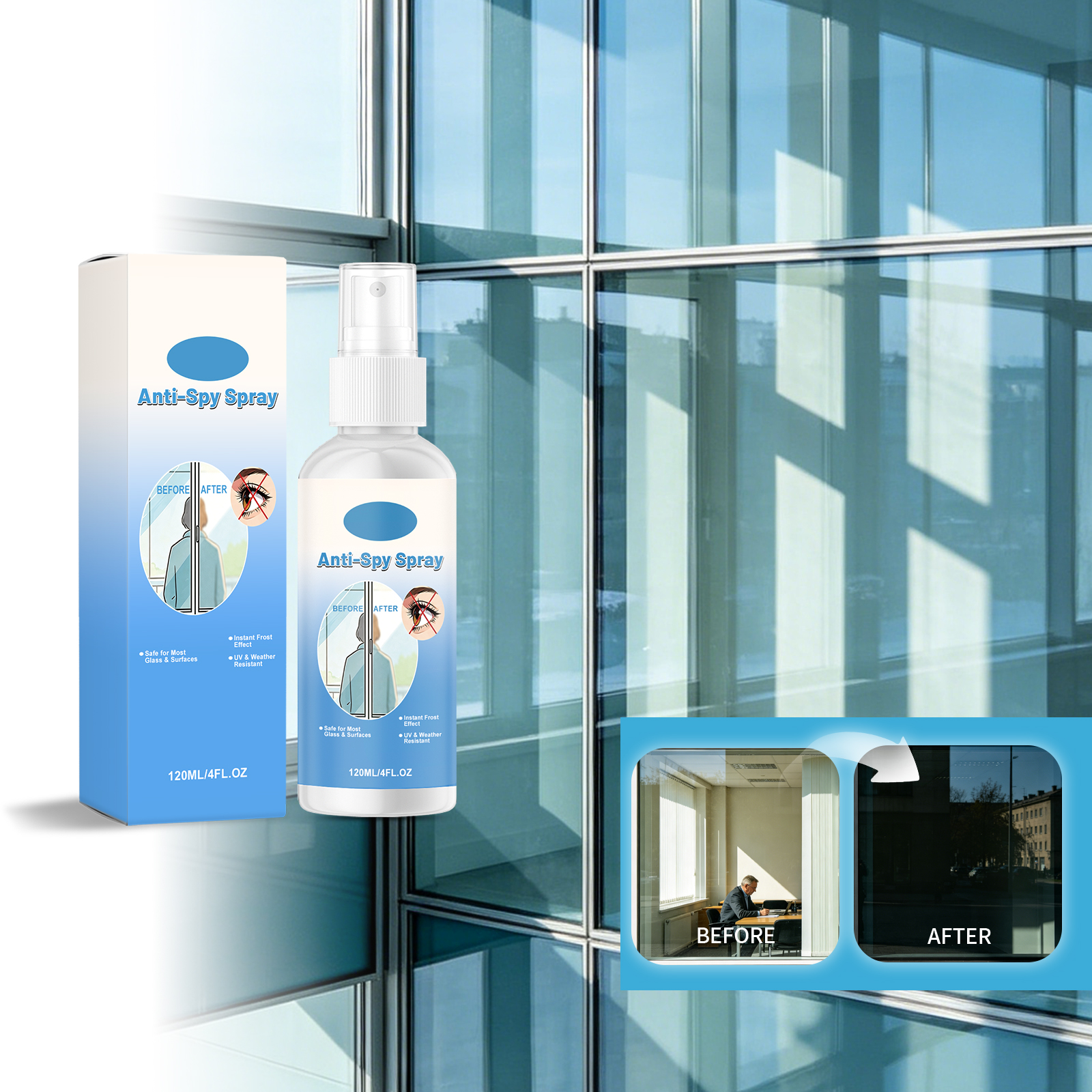 Reflective One Way Mirror Spray Household Bathroom Glass Car Rearview Mirror Brightening Gloss Maintenance Cleansing Mist