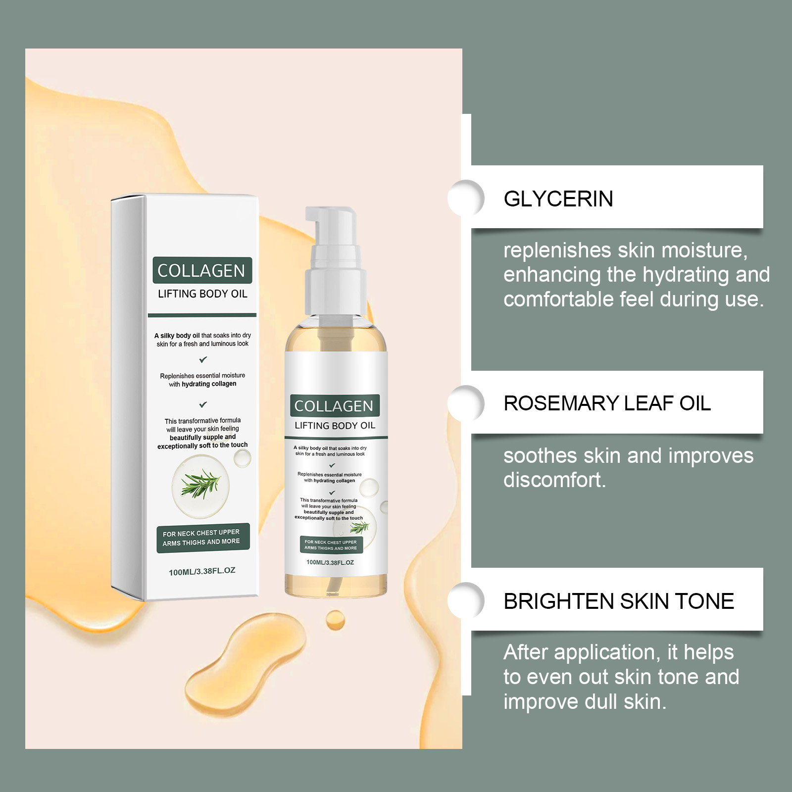 Body Care Oil Mild Hydrating Moisturizing Silky Glossy Delicate Skin Full Body Nourish Maintain Soft Healthy