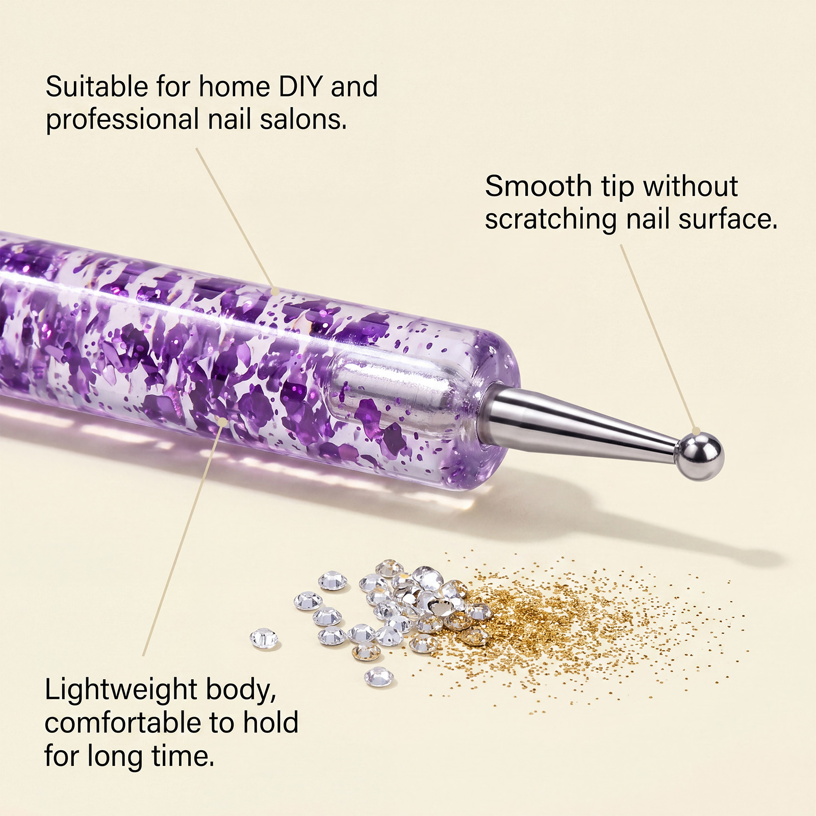 Gold Powder Dotting Needle Five Pack Double Head Crystal Rod Sequins Rod Nail Art Drawing Beading Pen Decorating Kit