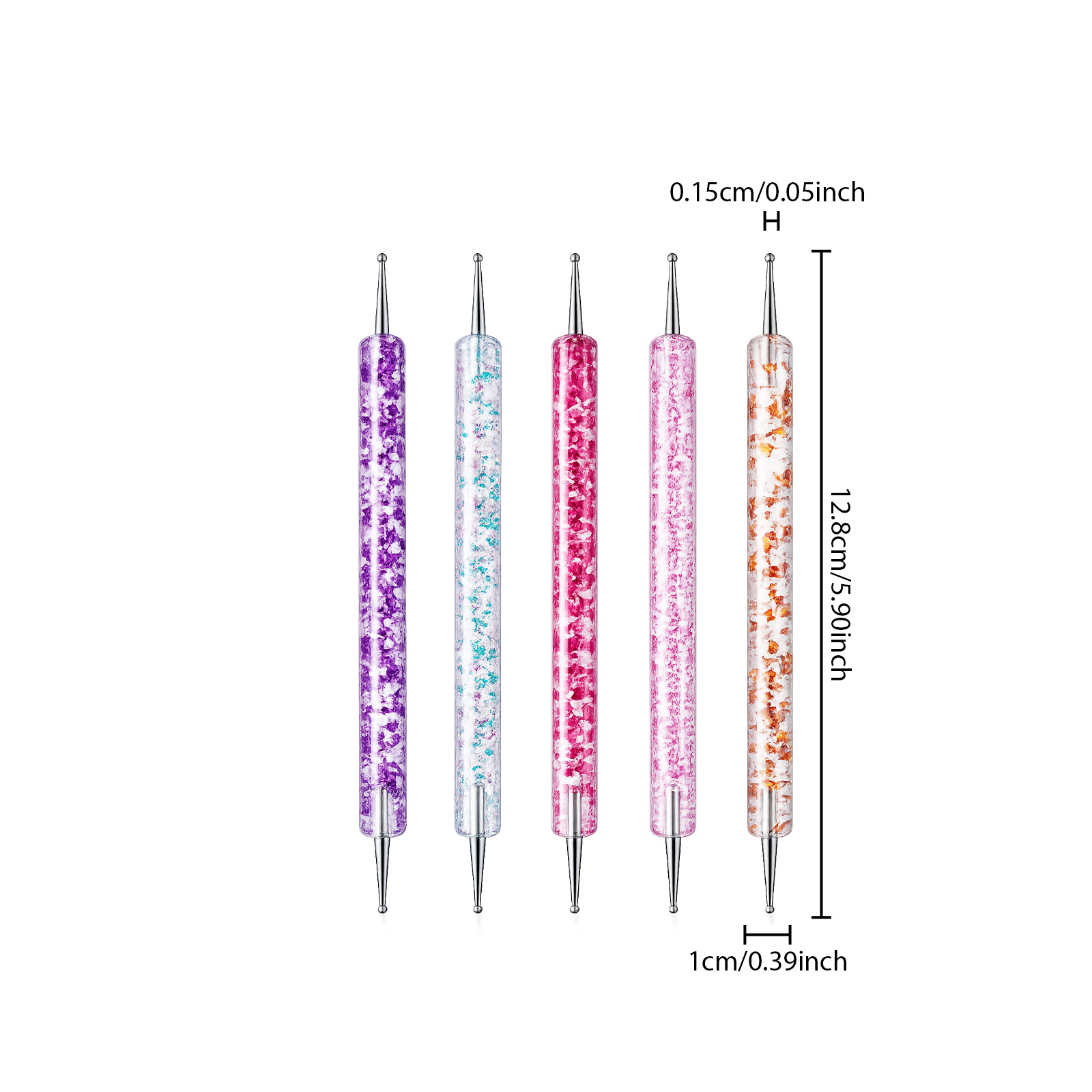 Gold Powder Dotting Needle Five Pack Double Head Crystal Rod Sequins Rod Nail Art Drawing Beading Pen Decorating Kit