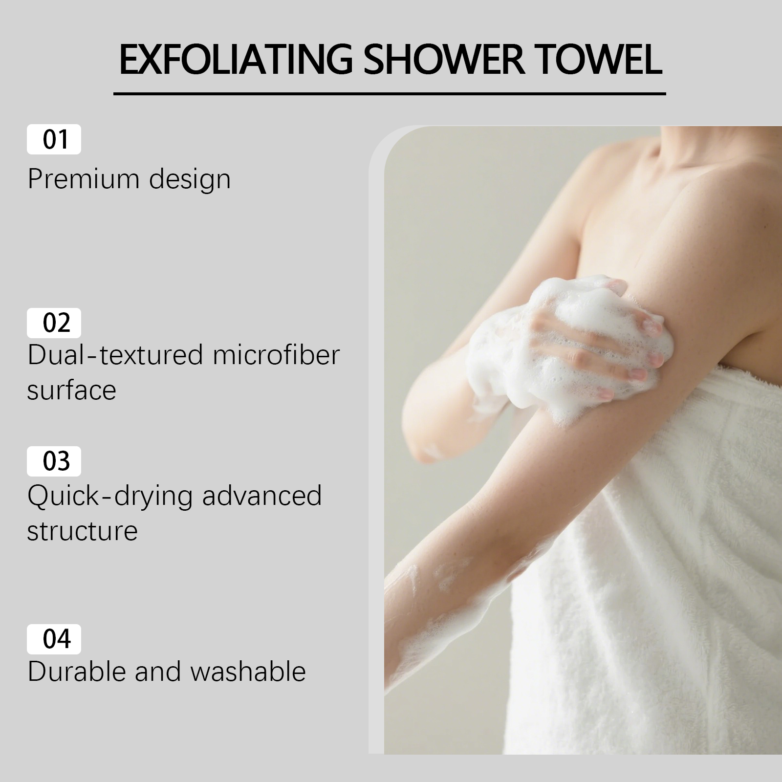 Blue Body Cleansing Bath Towel Gentle Soft Skin Friendly Comfortable Daily Body Care Supply