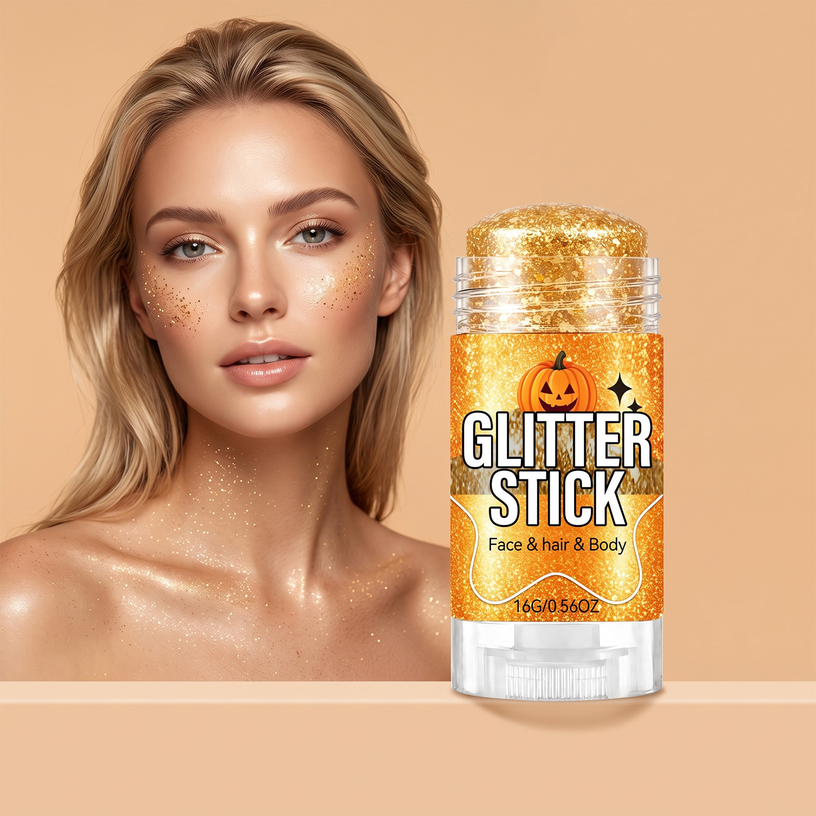 Glitter Cosmetic Stick Golden Smooth Texture Easy Spread Vivid Shimmer Party Makeup Use
