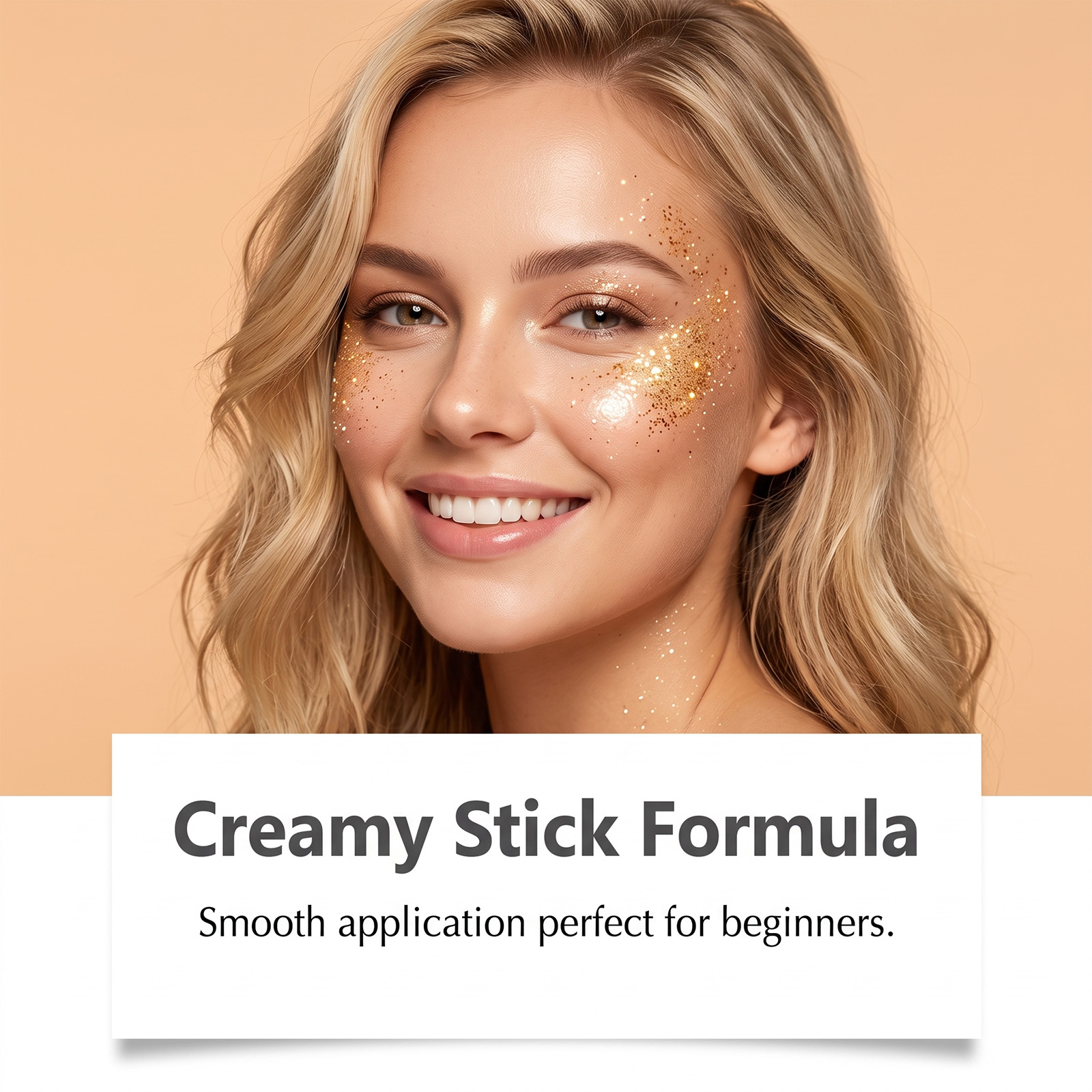 Glitter Cosmetic Stick Golden Smooth Texture Easy Spread Vivid Shimmer Party Makeup Use