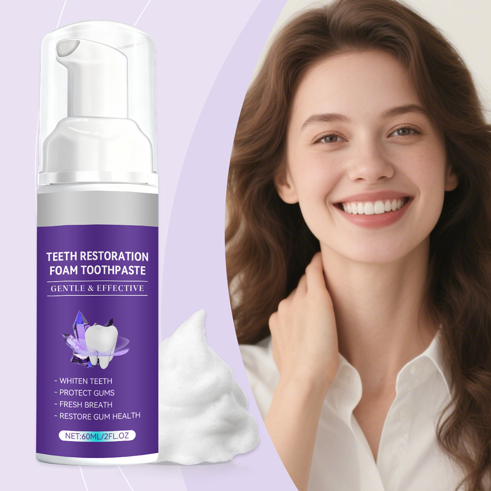 Brightening Teeth Mousse Dense Foam Gentle Clean Protect Teeth Fresh Comfort One Press Easy Carry Oral Care