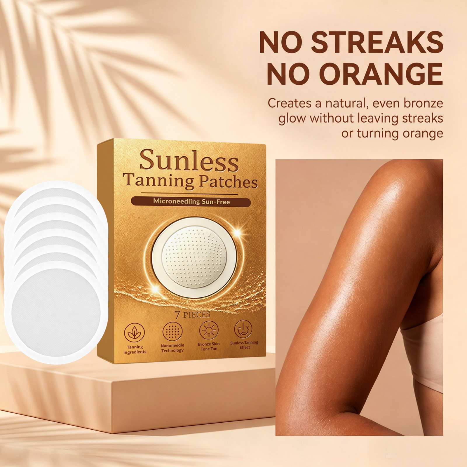 Sunless Tanning Patch Light Breathable Soft Smooth Gloss Summer Outdoor Craft Natural Bronze Tone