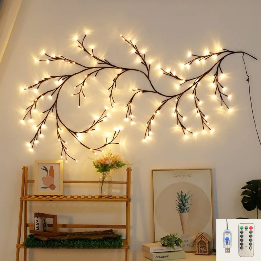 114LED Willow Vine String Lights USB 8 Lighting Modes Artificial Twig Branch for Home Wall Wedding Holiday Aesthetic Decor