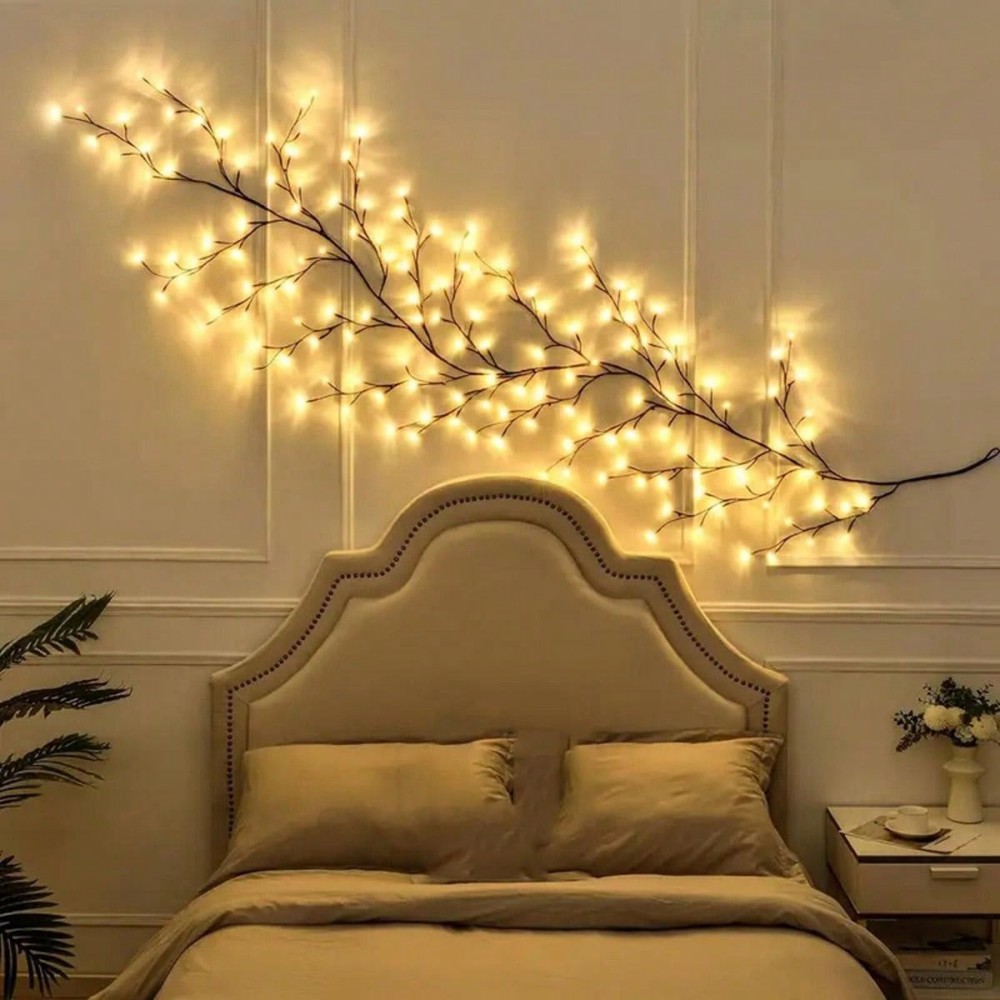 114LED Willow Vine String Lights USB 8 Lighting Modes Artificial Twig Branch for Home Wall Wedding Holiday Aesthetic Decor