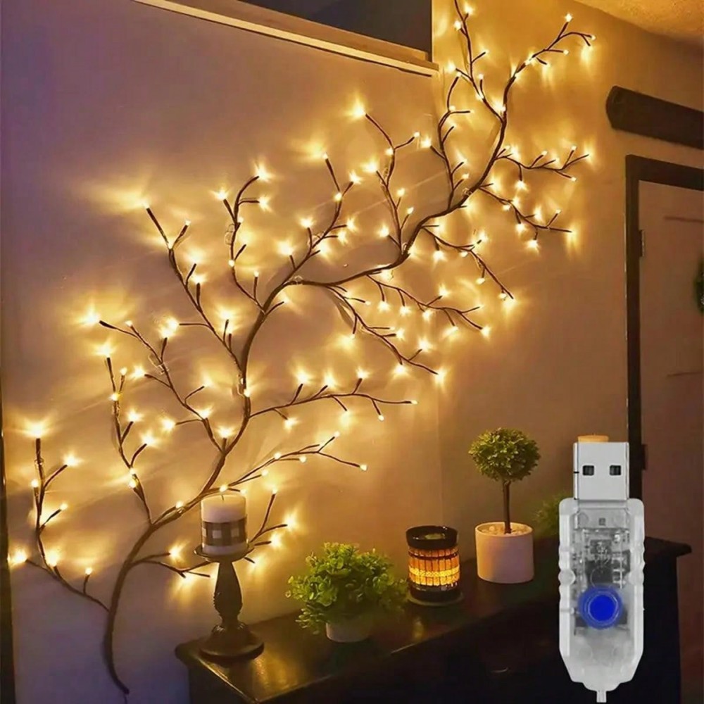 114LED Willow Vine String Lights USB 8 Lighting Modes Artificial Twig Branch for Home Wall Wedding Holiday Aesthetic Decor