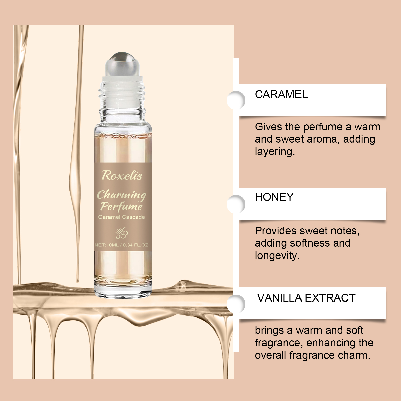 Caramel Honey Light Scent Perfume Elegant Fragrance Enriches Delicate Sensory Experience Daily Use