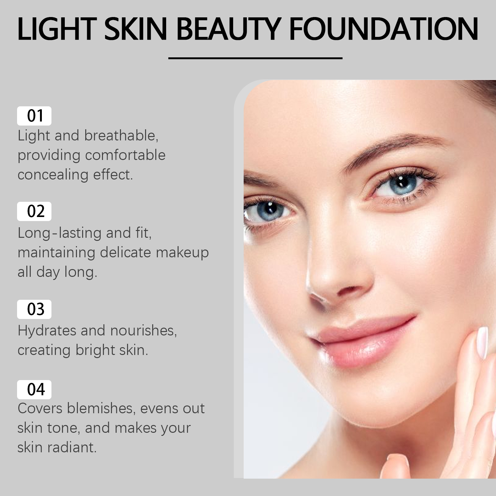 Hydrating Concealer Foundation Cream Ivory Lightweight Moisturizing Bright Suitable For Oily And Dry Skin