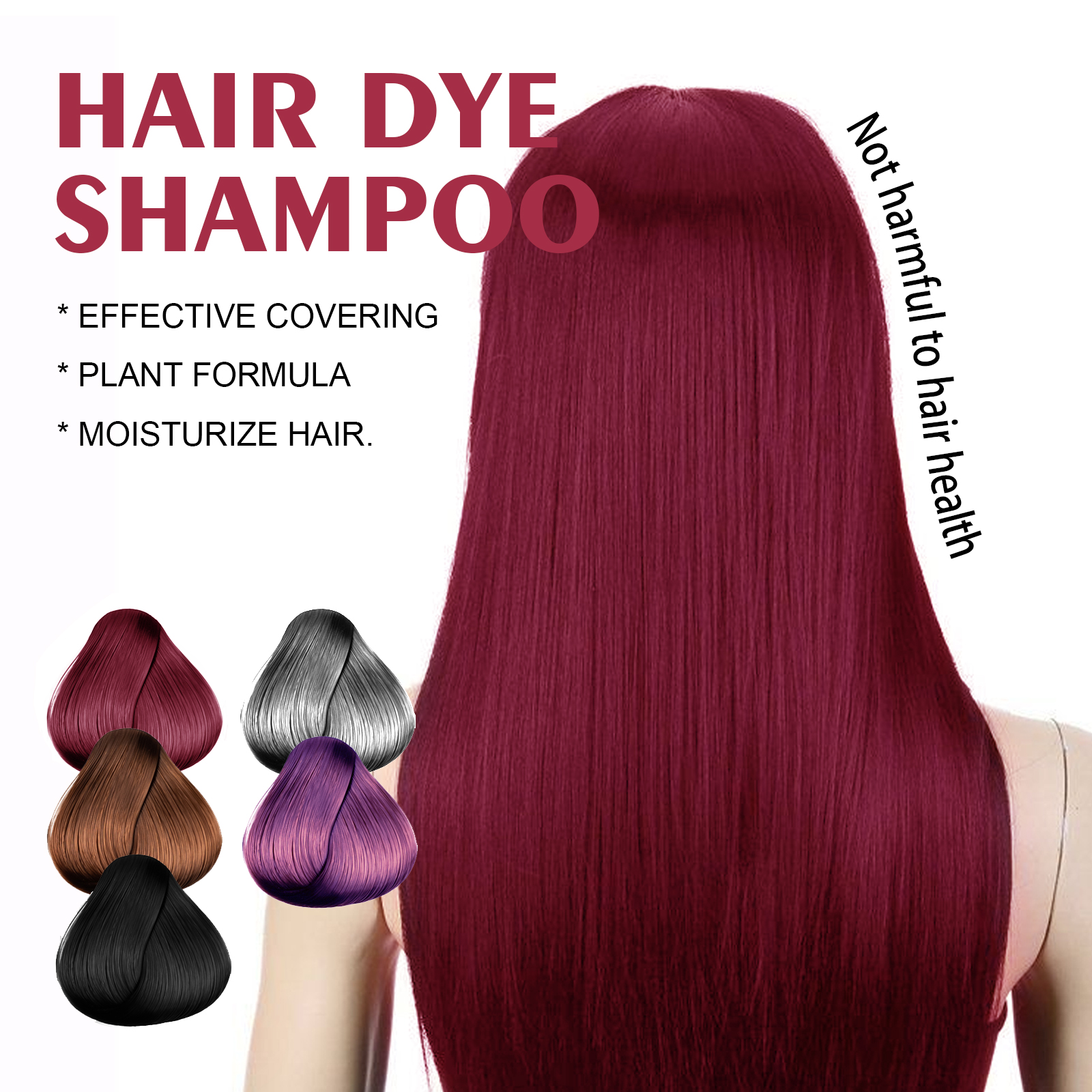 Color Enhancing Shampoo Wine Red Gentle Hair Dye Nourishing Scalp Care For Home Use