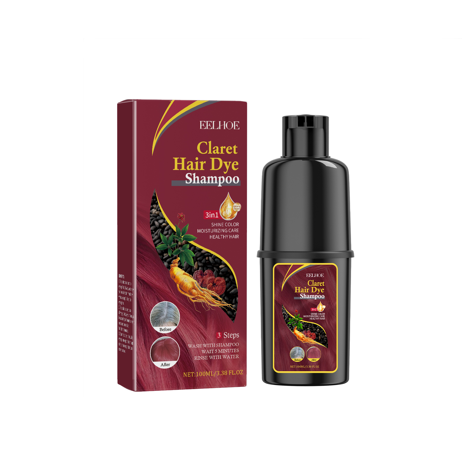 Color Enhancing Shampoo Wine Red Gentle Hair Dye Nourishing Scalp Care For Home Use