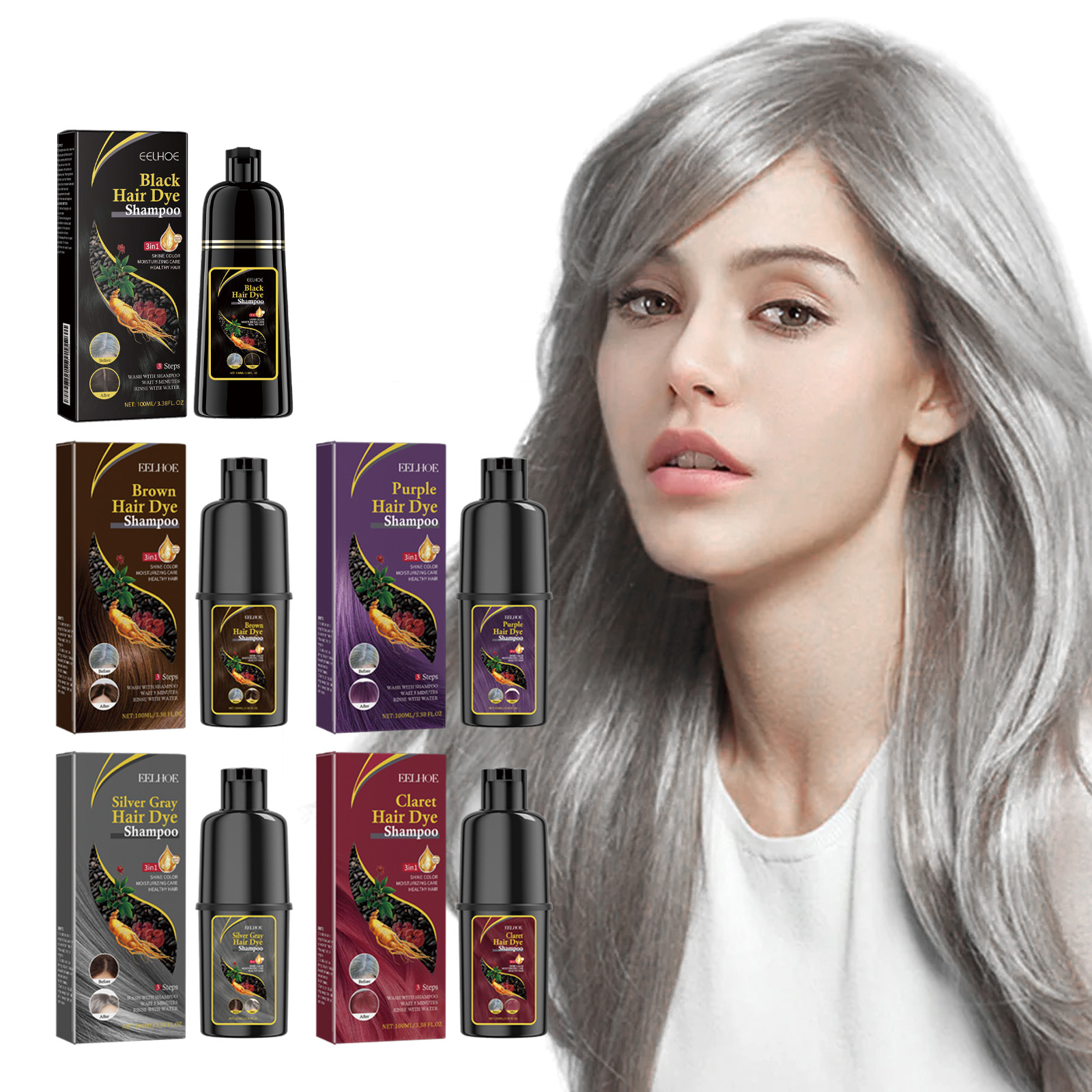 Color Enhancing Shampoo Wine Red Gentle Hair Dye Nourishing Scalp Care For Home Use