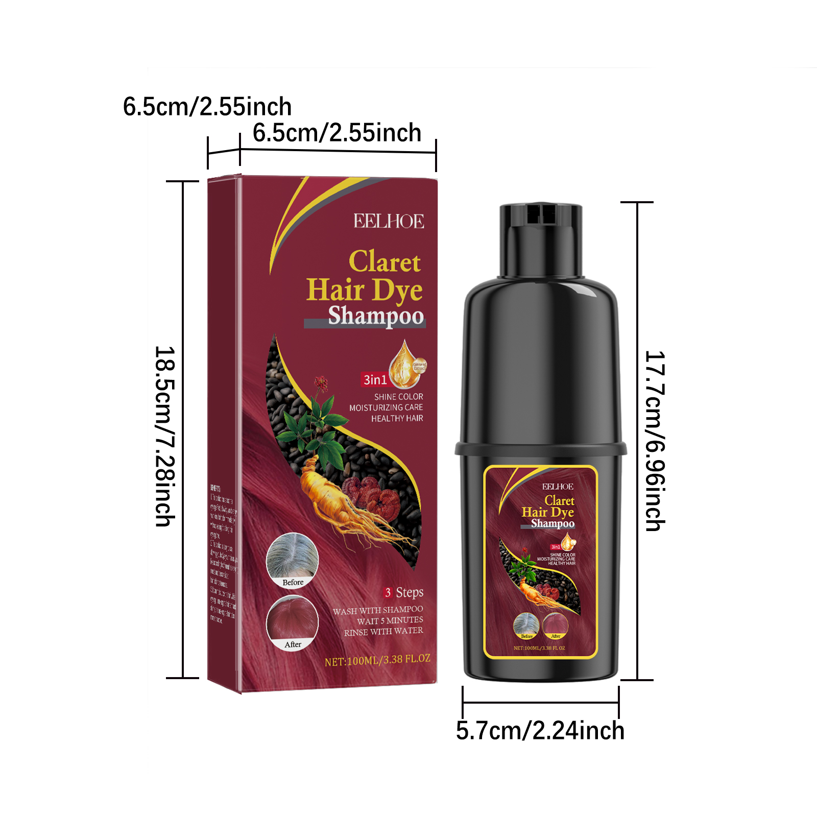 Color Enhancing Shampoo Wine Red Gentle Hair Dye Nourishing Scalp Care For Home Use