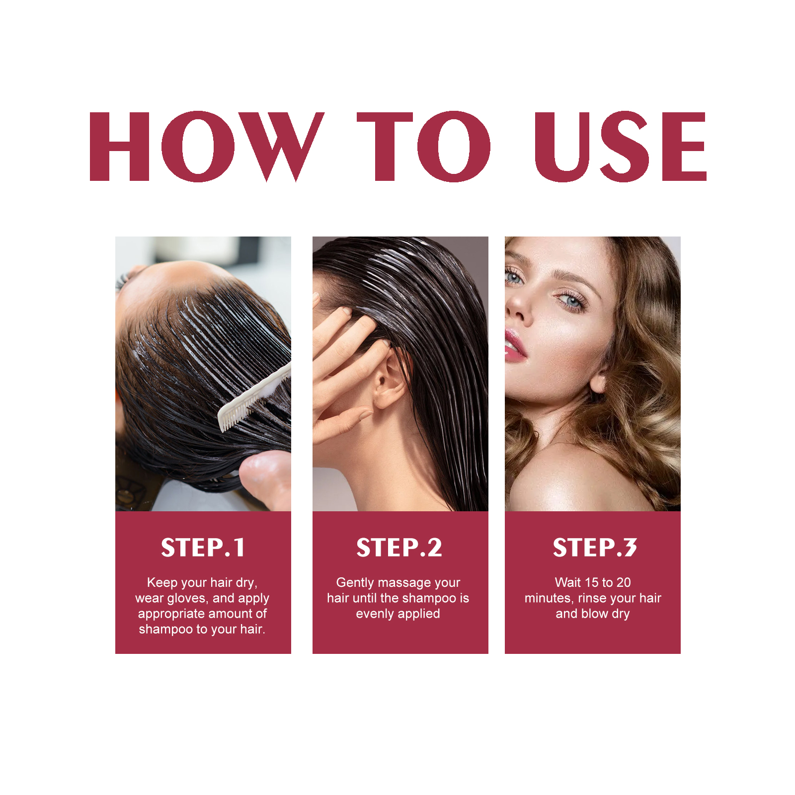Color Enhancing Shampoo Wine Red Gentle Hair Dye Nourishing Scalp Care For Home Use
