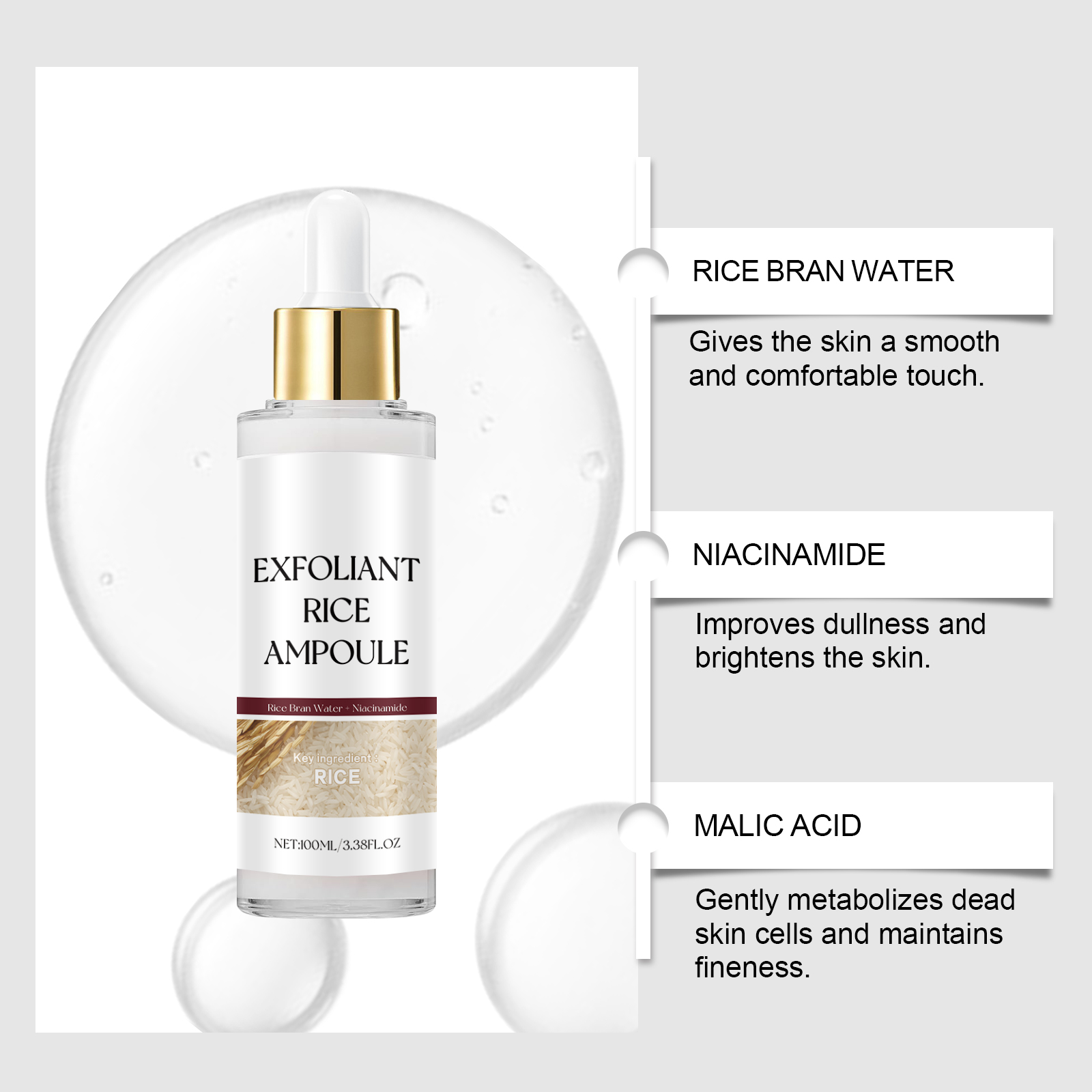 Rice Brightening Keratin Liquid Gentle Exfoliating Hydrating For Smooth Glowing Skin Daily Face Care