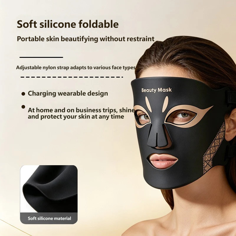 LED Face Mask Red Light Therapy Red Light Beauty Mask LED Facial Beauty Device Near Infrared Skincare at Home Travel