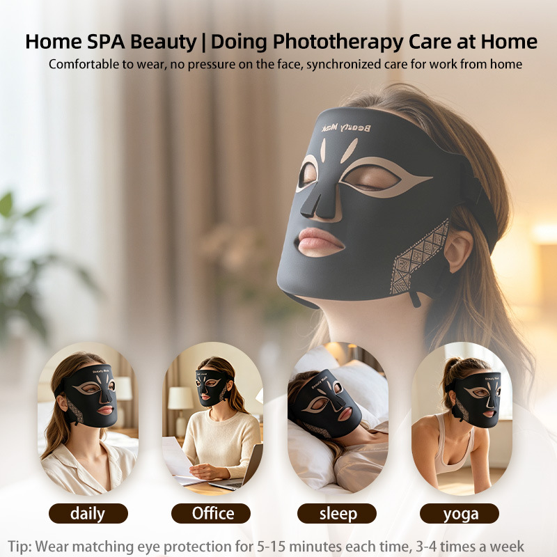 LED Face Mask Red Light Therapy Red Light Beauty Mask LED Facial Beauty Device Near Infrared Skincare at Home Travel