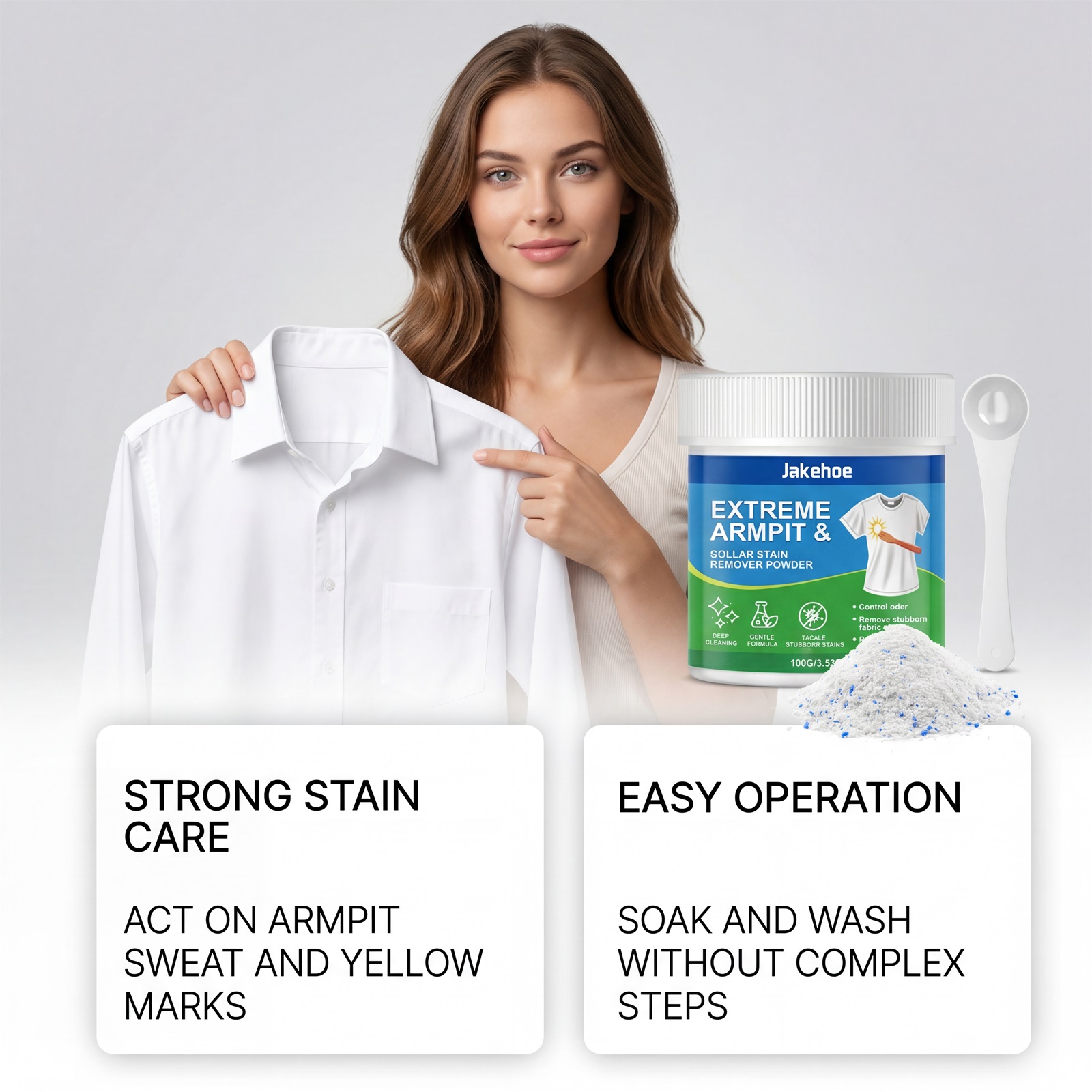 Underarm Stain Remover Powder For Clothes Sweat And Yellow Marks Gentle Cleaning 100g
