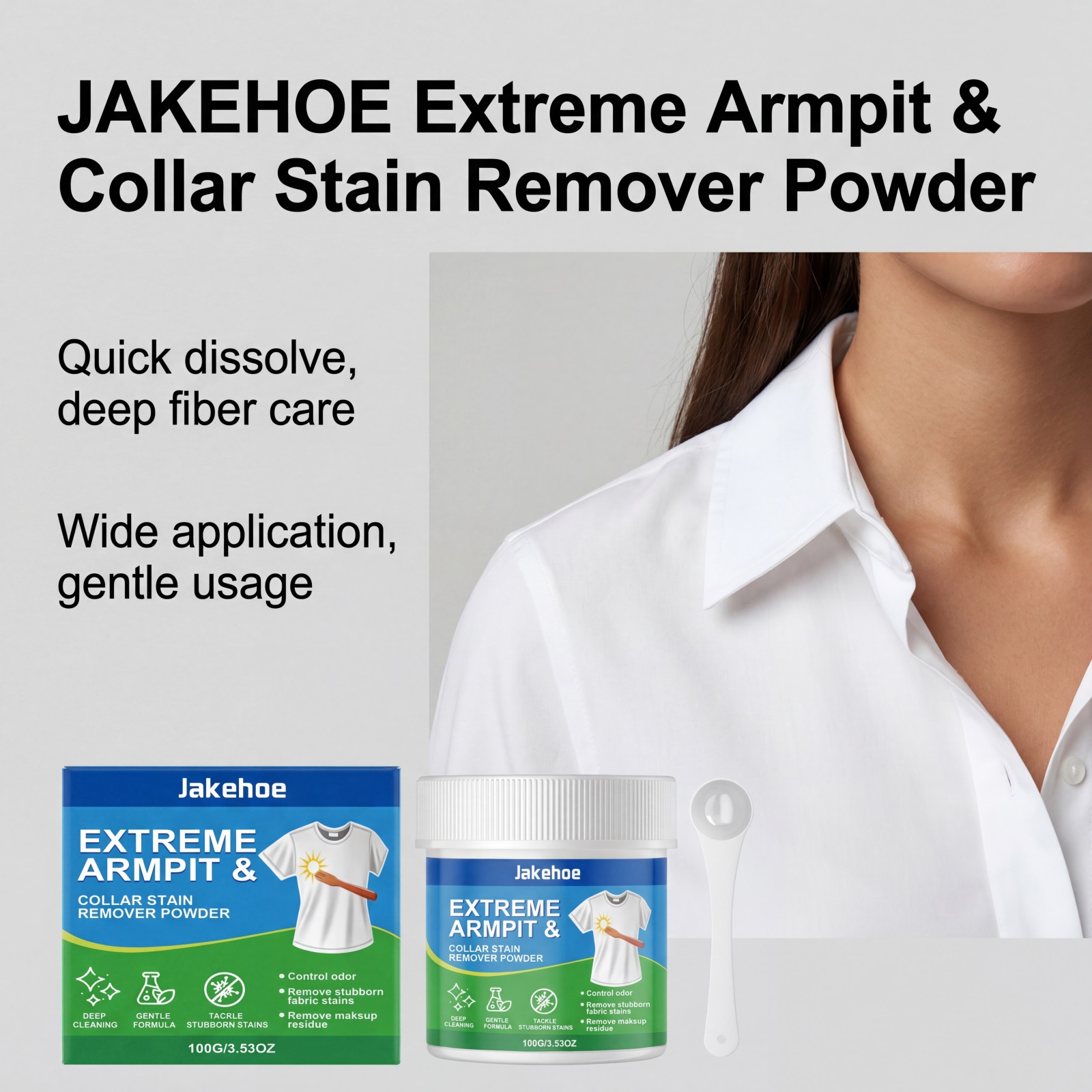 Underarm Stain Remover Powder For Clothes Sweat And Yellow Marks Gentle Cleaning 100g
