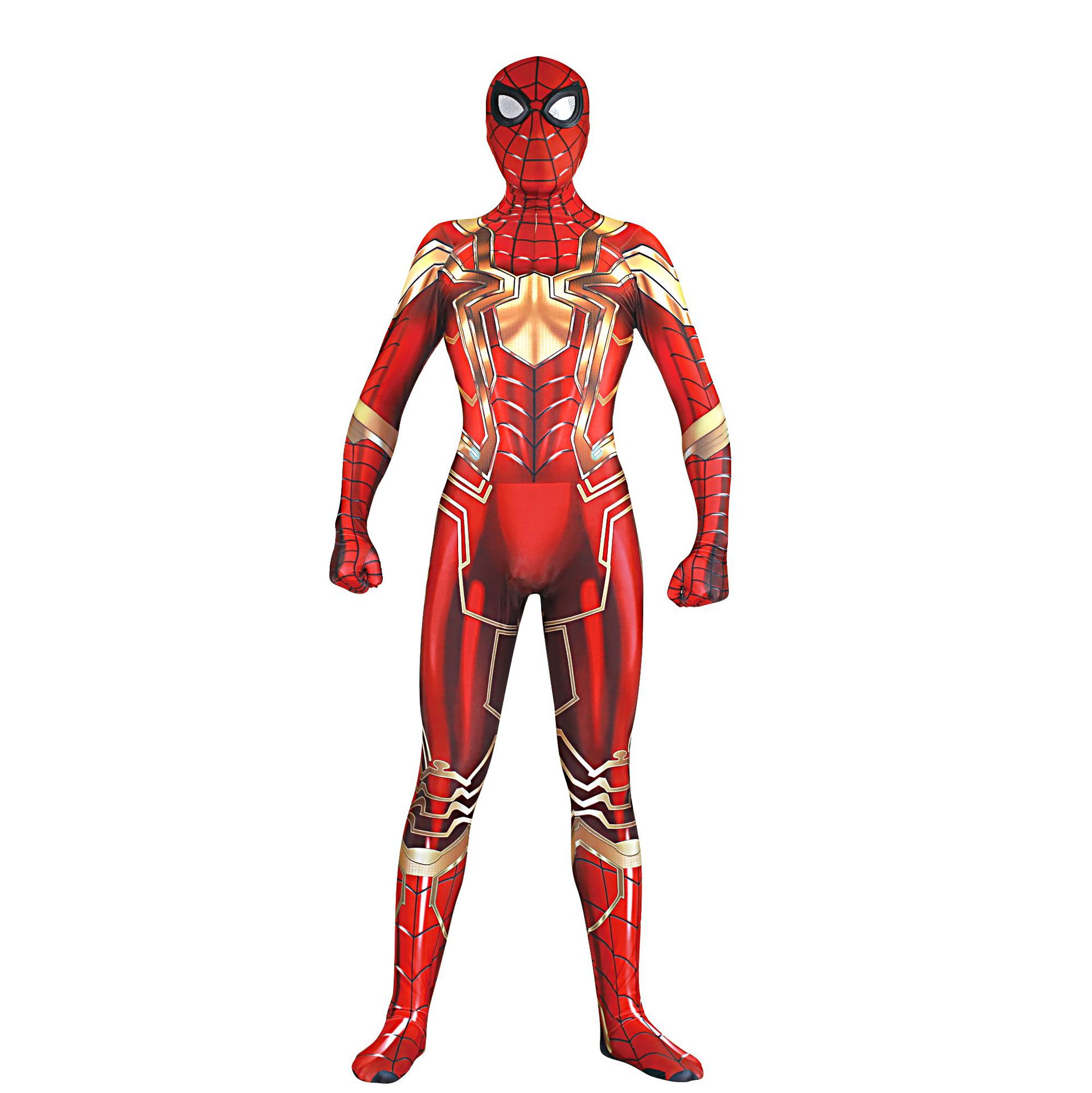 (170 (161~170cm)) Spiderman Cosplay Costume Peter Parker Zentai Suit Superhero Fancy Dress Unisex Kids Adults Role Play Jumpsuit for Masquerade Party Halloween Carnival