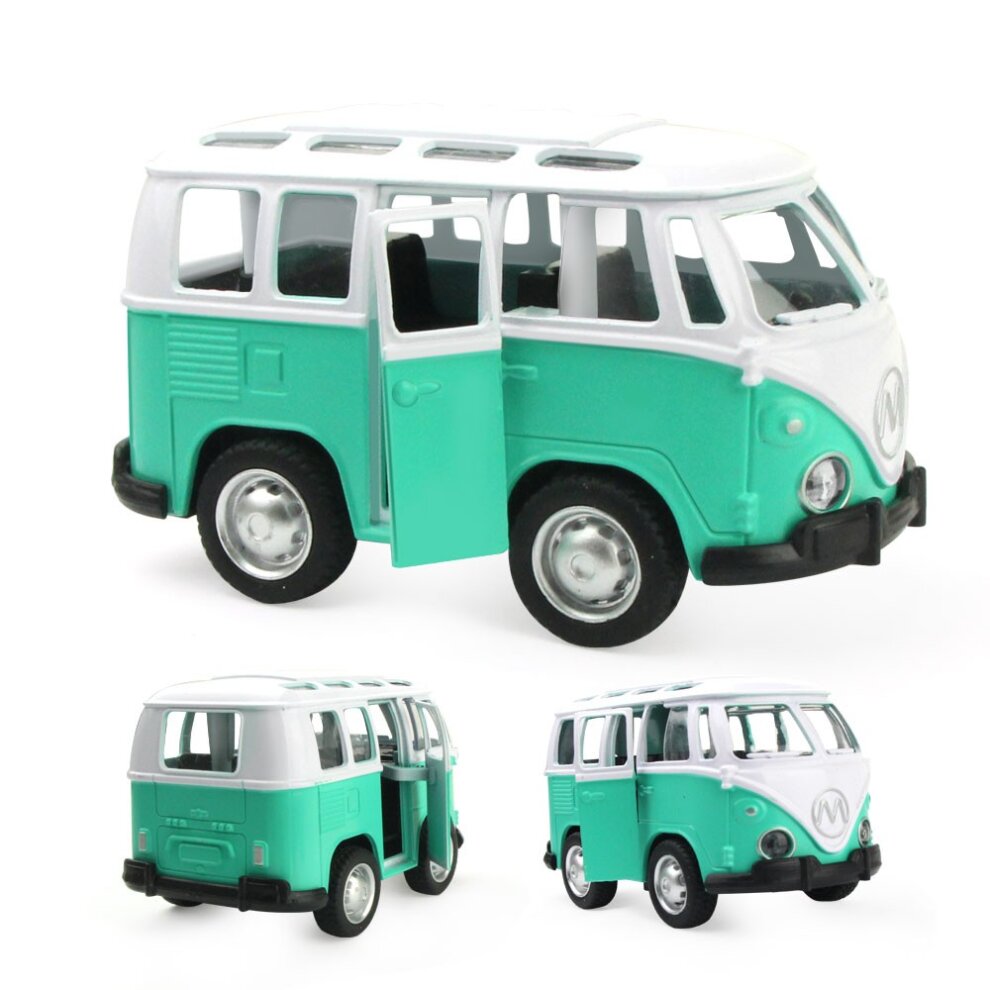 (Beige School Bus) Diecast Metal Pull Back Cars Mini Alloy Cars Toys