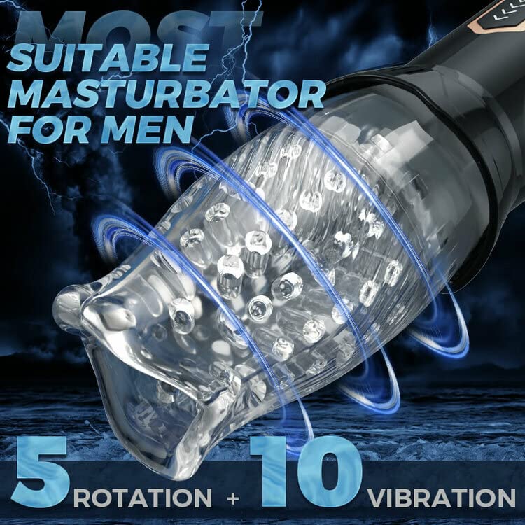 Male Sex Toys Electric Male Masturbator Cup Mastuabors Toys Automatic Masturberbate Adult Oral Pocket Pussy Vibrator Stroker Toy Realistic Massager for Penis Stimulation Rotating Vibrating Functions