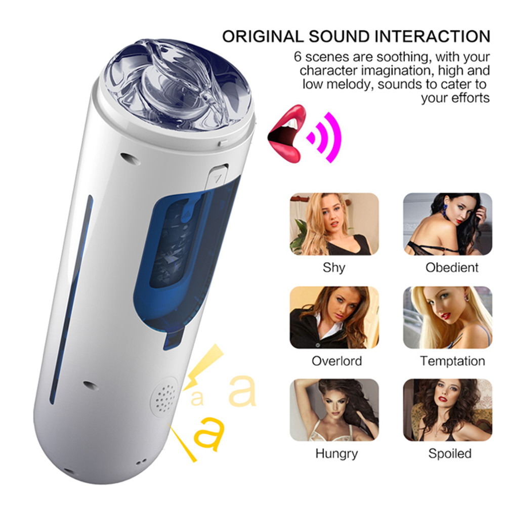 Automatic Sex Toys Men Vibrators Stimulator HandsFree Vagina Pussy Male Masturbators Stroker Male Sex Cup Thrusting G-Spot Machine with 4D Internal Structure 5 Speeds 10 Frequencies and Suction Base
