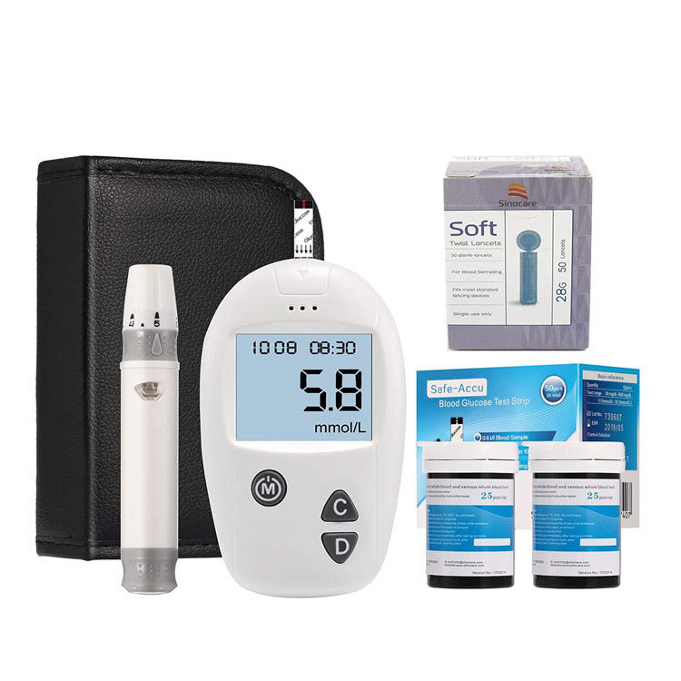 (mg/dL+50X test paper+50X needles) Safe-Accu Blood Sugar Meter Glucometer Kit Test Strips Needles Lancets Medical Diabetes Tester Monitoring System